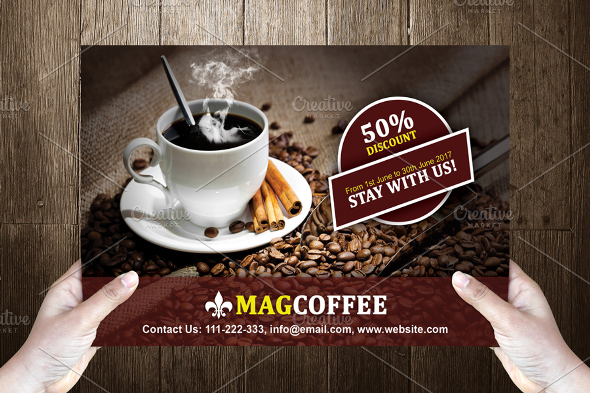 Coffeeco Post Card Template Design, a Card Template by Dueza.Com