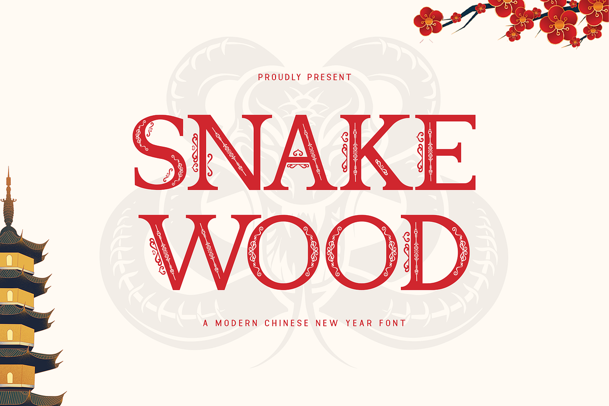 Snake Wood - Modern Chinese New Year, a Serif Font by overlaytemplates (Photo 1 of 5)