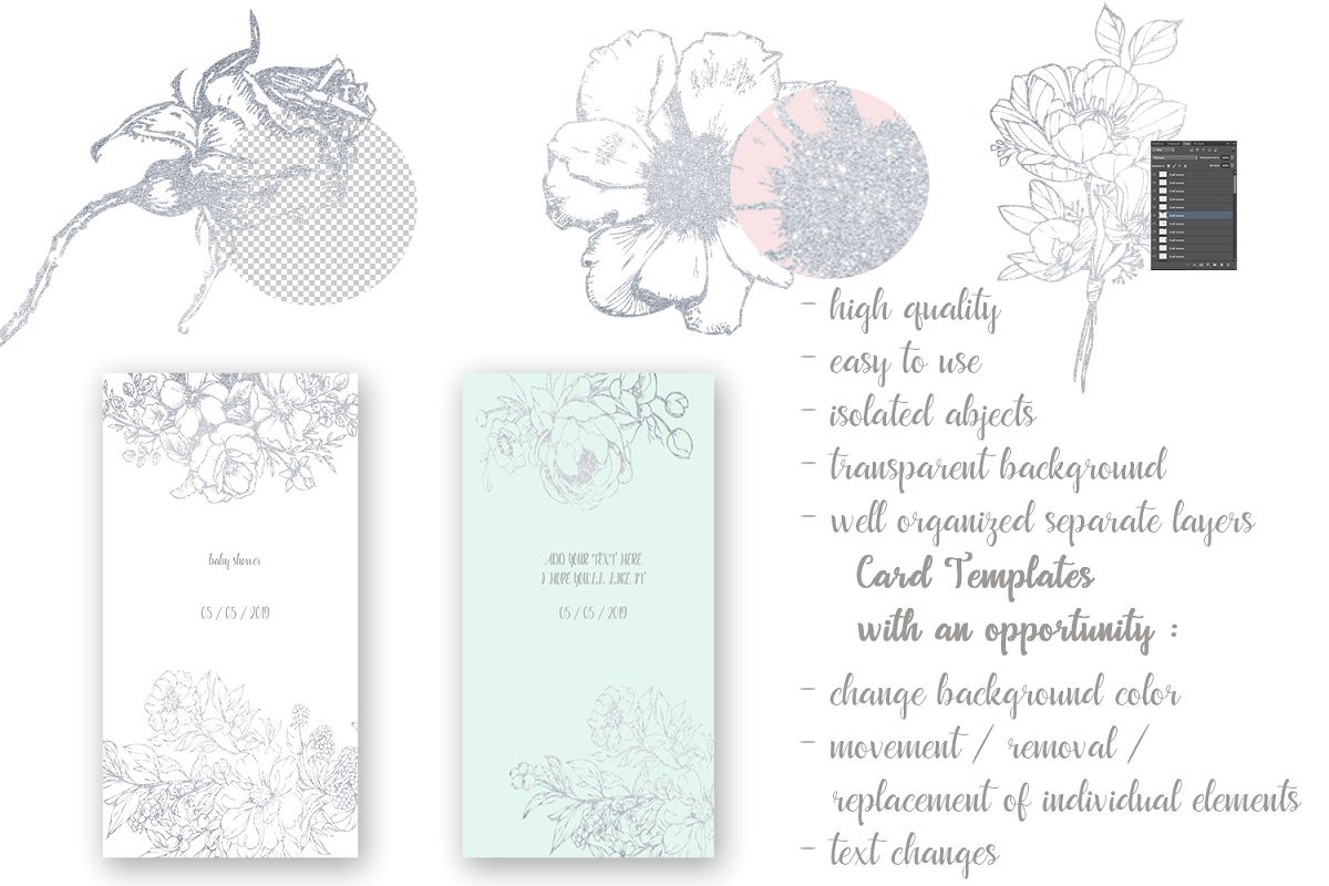 Card templates, floral illustrations, a Card Template by AnastasiyaOleynik (Photo 9 of 10)
