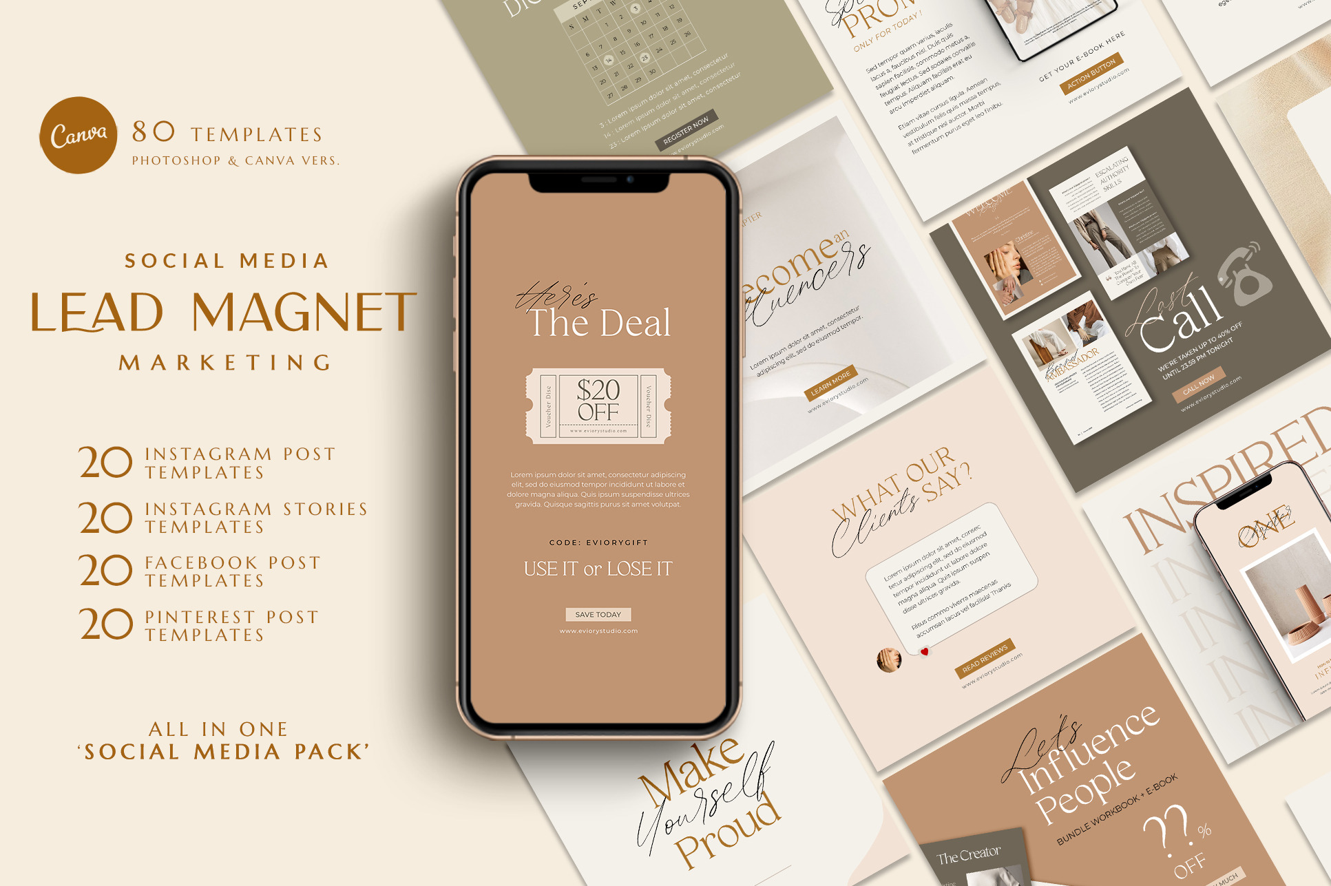 Lead Magnet Marketing CANVA | PS, a Social Media Template by Eviory