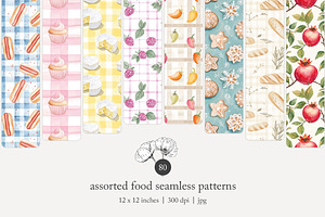 80 assorted food seamless pattern, a Pattern Graphic by Poppy Lane Studio