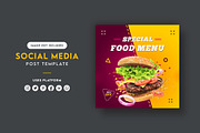Burger Social Media Post Banner, a Social Media Template by mijli (Thumbnail 1 of 2)