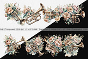 Vintage Trumpet Clipart, a Graphic by Artnoy (Thumbnail 2 of 5)