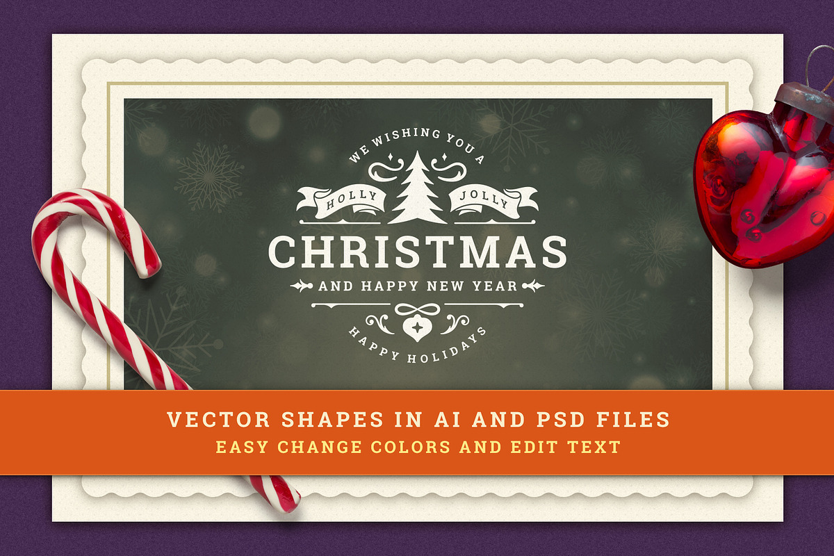 Christmas Retro Design Bundle, a Poster Template by Vasya Kobelev (Photo 8 of 11)