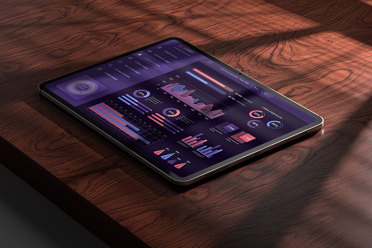 Premium iPad Pro Mockup Pack 6 views, an iPad Mockup by Illusiongraphic (Photo 2 of 16)