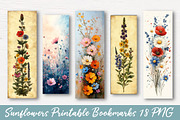 Wildflower Printable Bookmark, an Illustration by Watercolor design (Thumbnail 1 of 4)