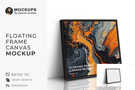 Floating Square Frame Canvas Mockup