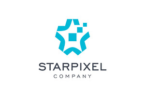 Star and Pixels Tech Symbol Logo, a Branding & Logo Template by Buqancreative