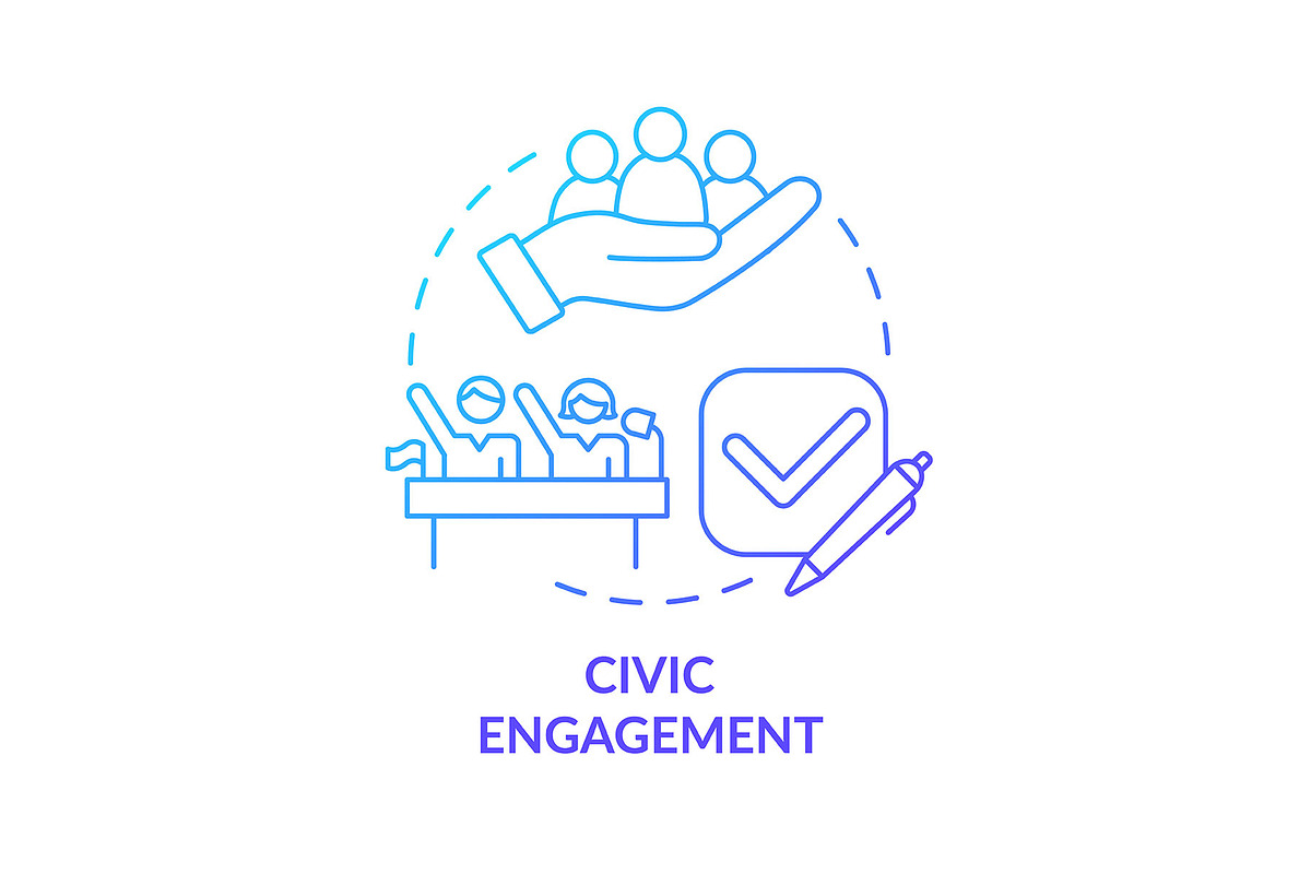 Civic engagement blue concept, an Icon by IMG Visuals