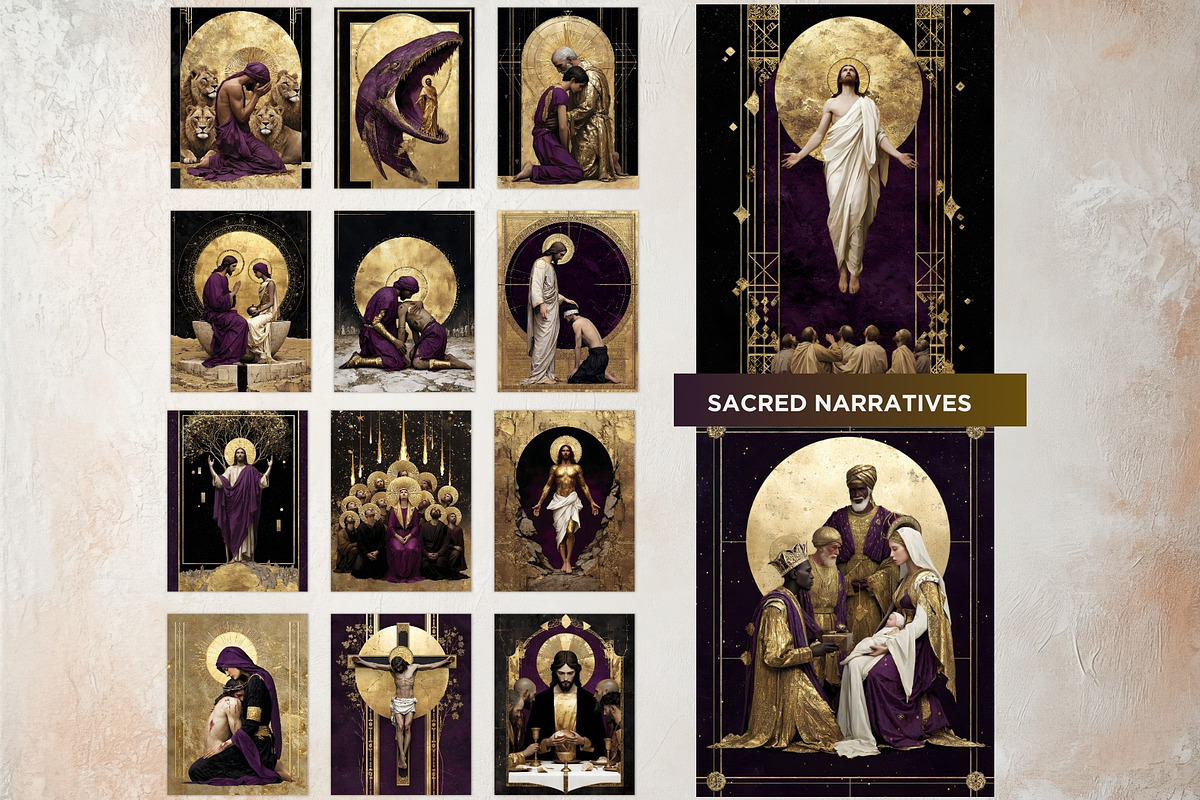 Christian Religious Digital Papers, a Person Illustration by ThatsDesignArt (Photo 7 of 10)