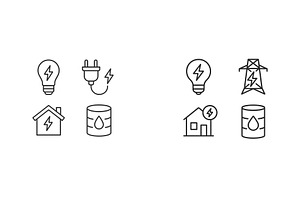 Set of web icons representing energy, an Illustration by ZinetroN