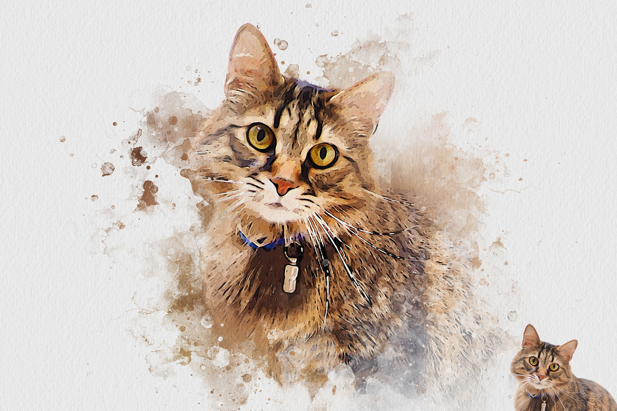Pet Watercolor Art Photoshop Effect, an Action Add-On by Shovajit (Photo 5 of 9)