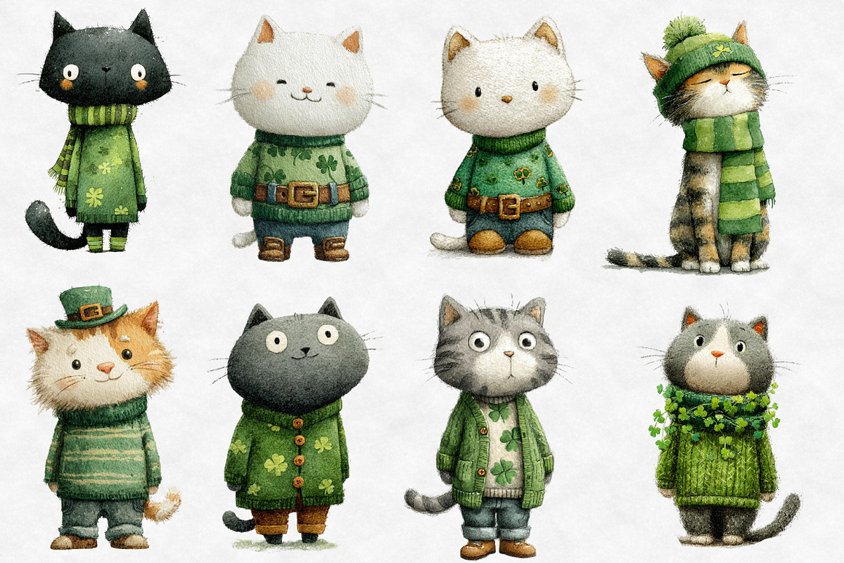 St Patrick Day Cats Clipart, an Illustration by Designworld (Photo 3 of 6)