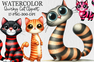 Quirky Cat Clipart Bundle, an Animal Illustration by Rose Art