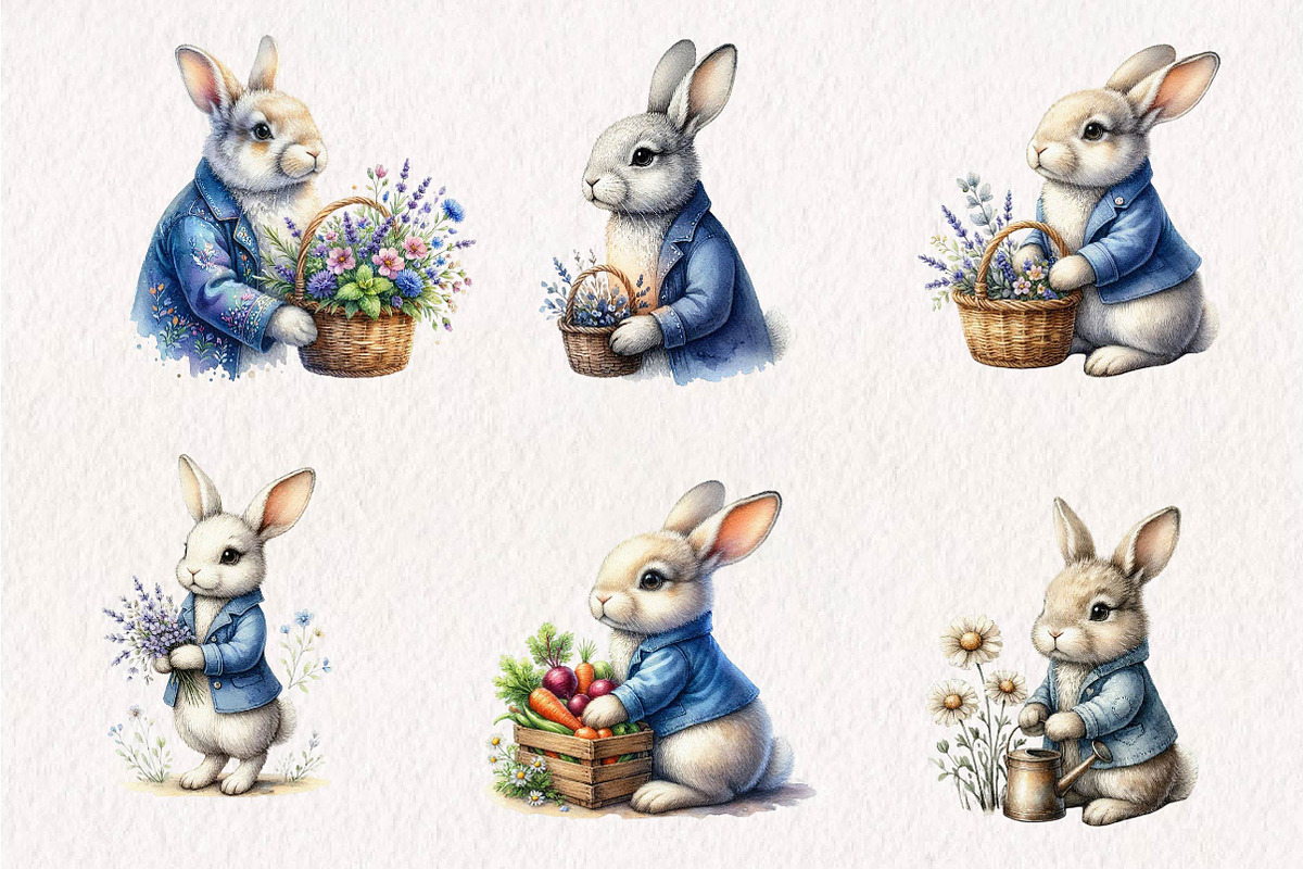 Peter Rabbit clipart, watercolor, a Seasonal Illustration by CreationArt (Photo 2 of 7)