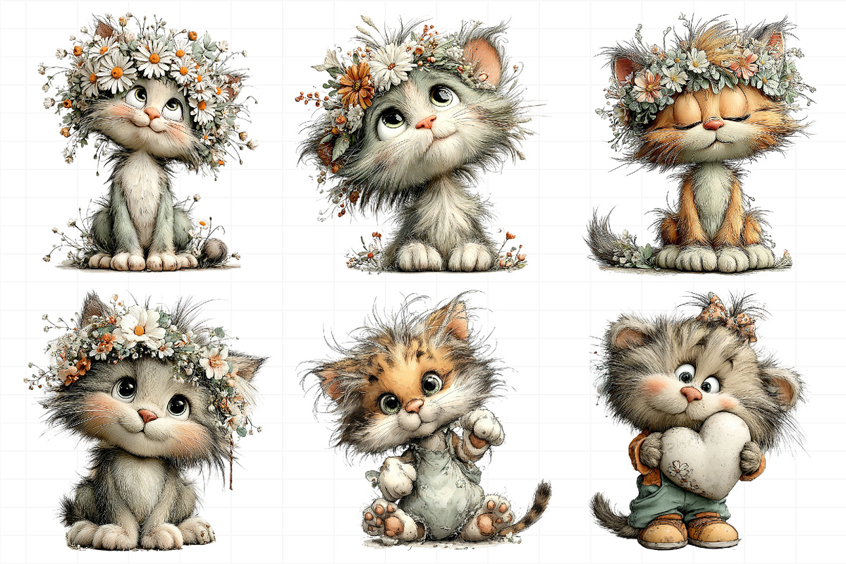 Whimsical Mother's Day Cats Clipart, an Illustration by Daily.Designs (Photo 4 of 6)