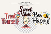Retro Kawaii Quote Clipart Bundle, an Illustration by Artnoy (Thumbnail 3 of 8)