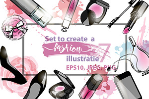 Set to create a fashion illustration