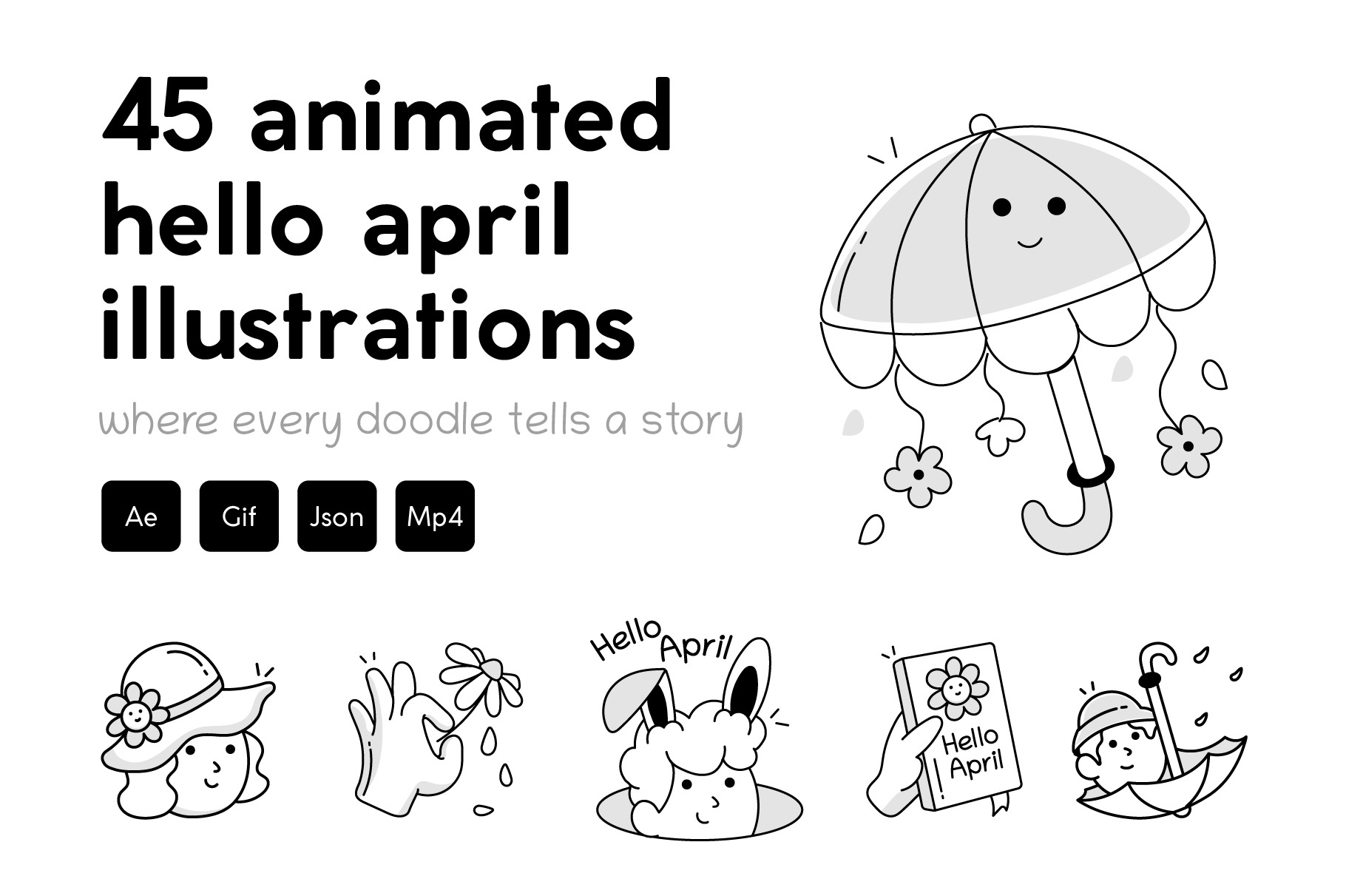 April Animated Doodles Icons