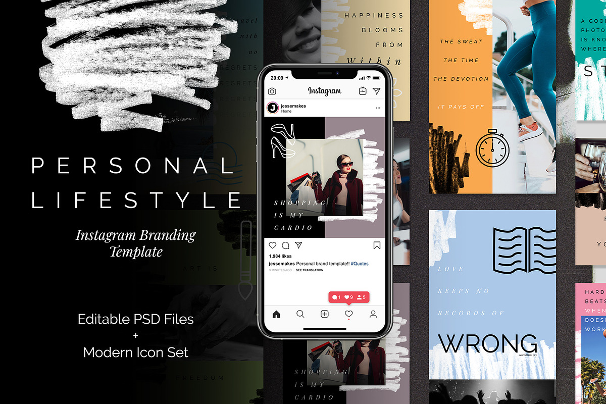 Personal Lifestyle IG Template, a Social Media Template by The Fake PNG (Photo 1 of 9)