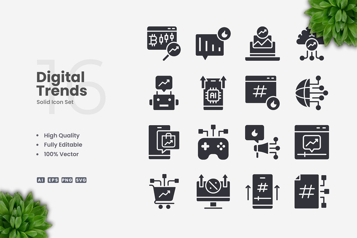 Digital Trends Solid Icons, an Icon by Upnowgraphic