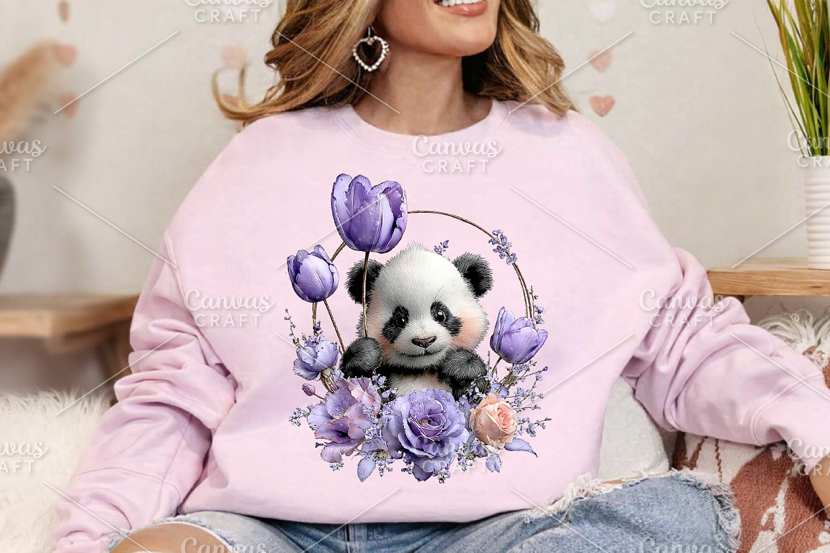 Whimsical Spring Panda Clipart PNG, an Illustration by Canvas Craft (Photo 6 of 7)