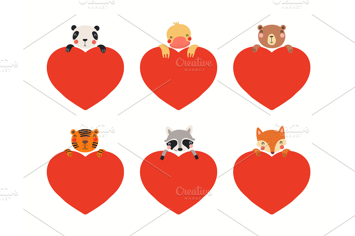 Collection of cute animals holding, an Animal Illustration by sceptical cactus