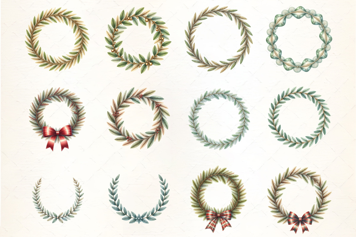 Winter Wreaths & Garlands Clipart Se, an Illustration by CrexoraLab (Photo 2 of 5)