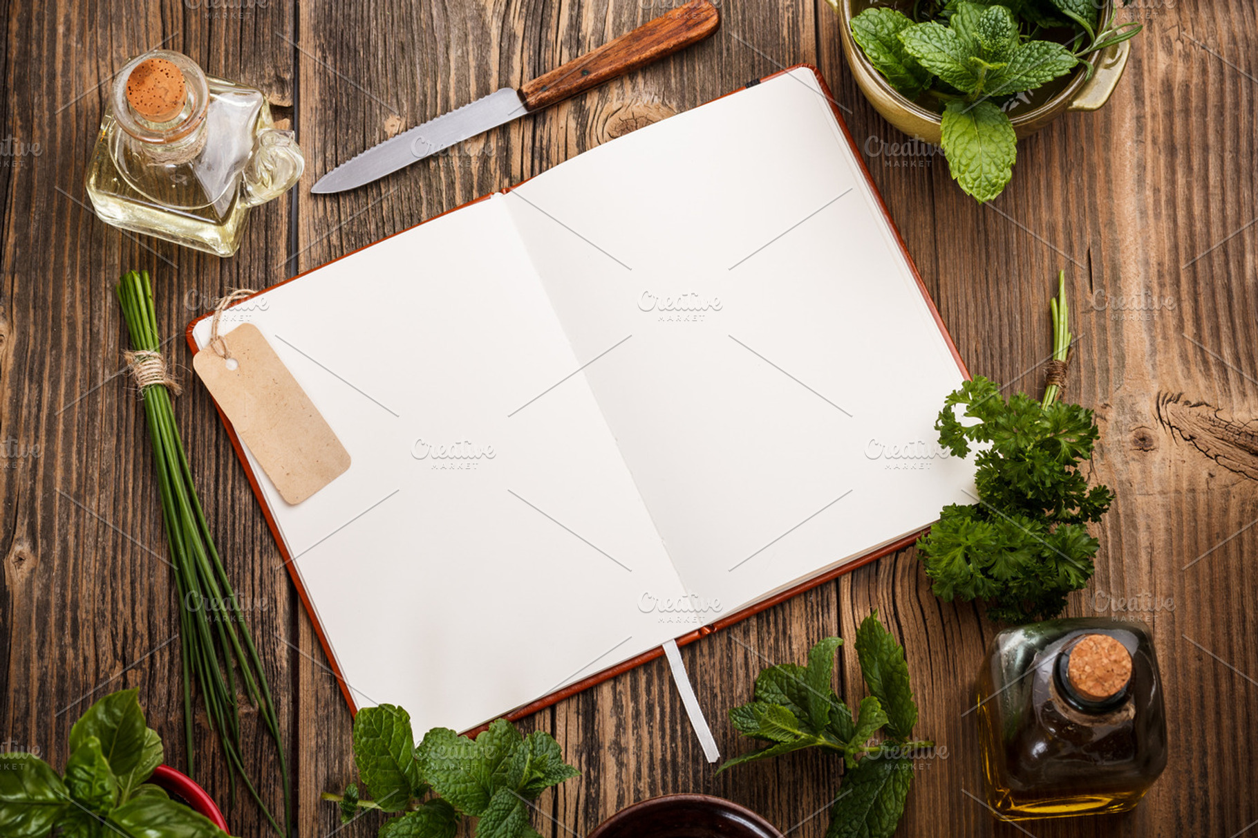 Blank cookbook stock photo containing background and cookbook