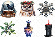 Watercolor Gothic Christmas Clipart, an Illustration by Black Bird Studio (Thumbnail 6 of 6)