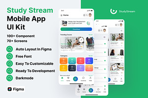 Online learning and community UI Kit, an UI Kit Template by Pixel Blend