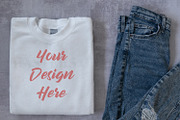 White Sweatshirt Folded Flatlay Mock, a Hoody Mockup by Masters of Instagram (Thumbnail 2 of 3)