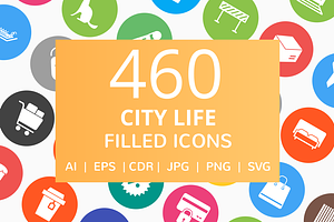 460 City Life Filled Round Icons