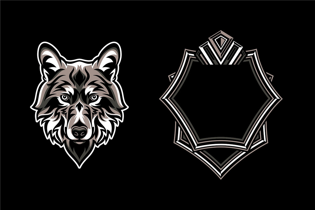 Wolf Head with Geometric Badge, an Animal Illustration by weervector (Photo 2 of 4)