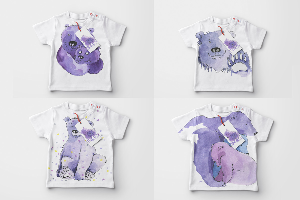 Watercolor Bears Clipart, an Animal Illustration by Novikova Lida (Photo 3 of 4)