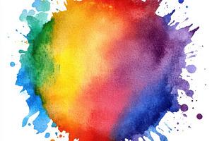 Rainbow watercolor splash vibrant co, an Abstract Photo by Pixeness Studio