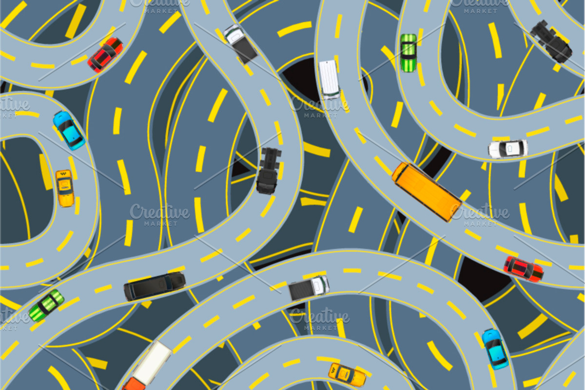Highway roads with cars pattern, a Pattern Graphic by BestPics ...