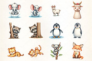 Cute Animals Stickers Clipart Bundle, an Illustration by CrexoraLab (Thumbnail 2 of 5)