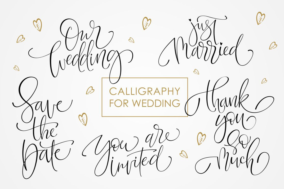 Wedding  Calligraphy  Bundle, a Card Template by dv_illustration (Photo 1 of 4)