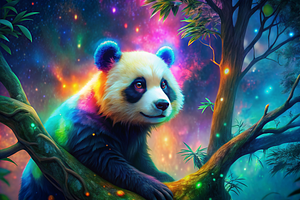 Vibrant Panda Print