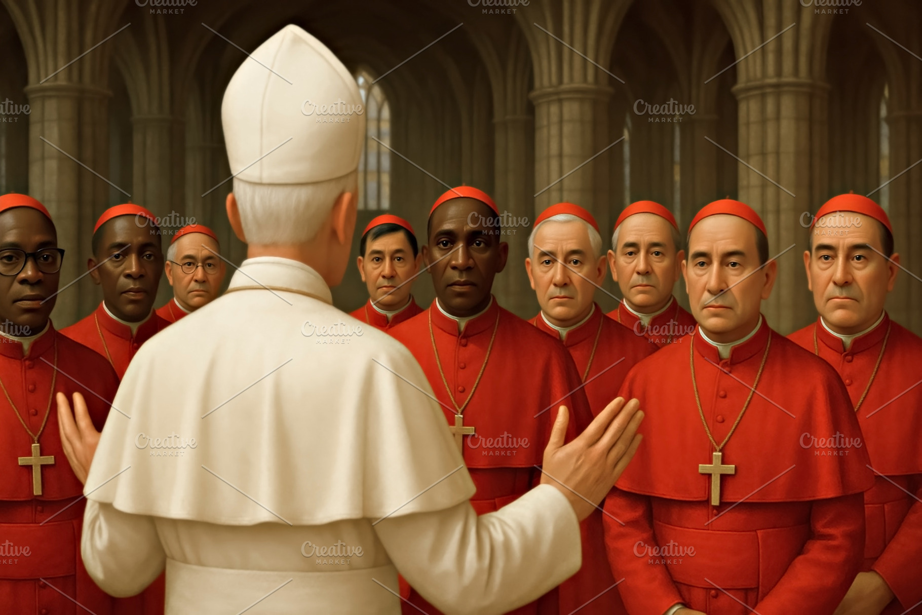 Illustration of the Pope speaking, a Person Photo by angellodeco