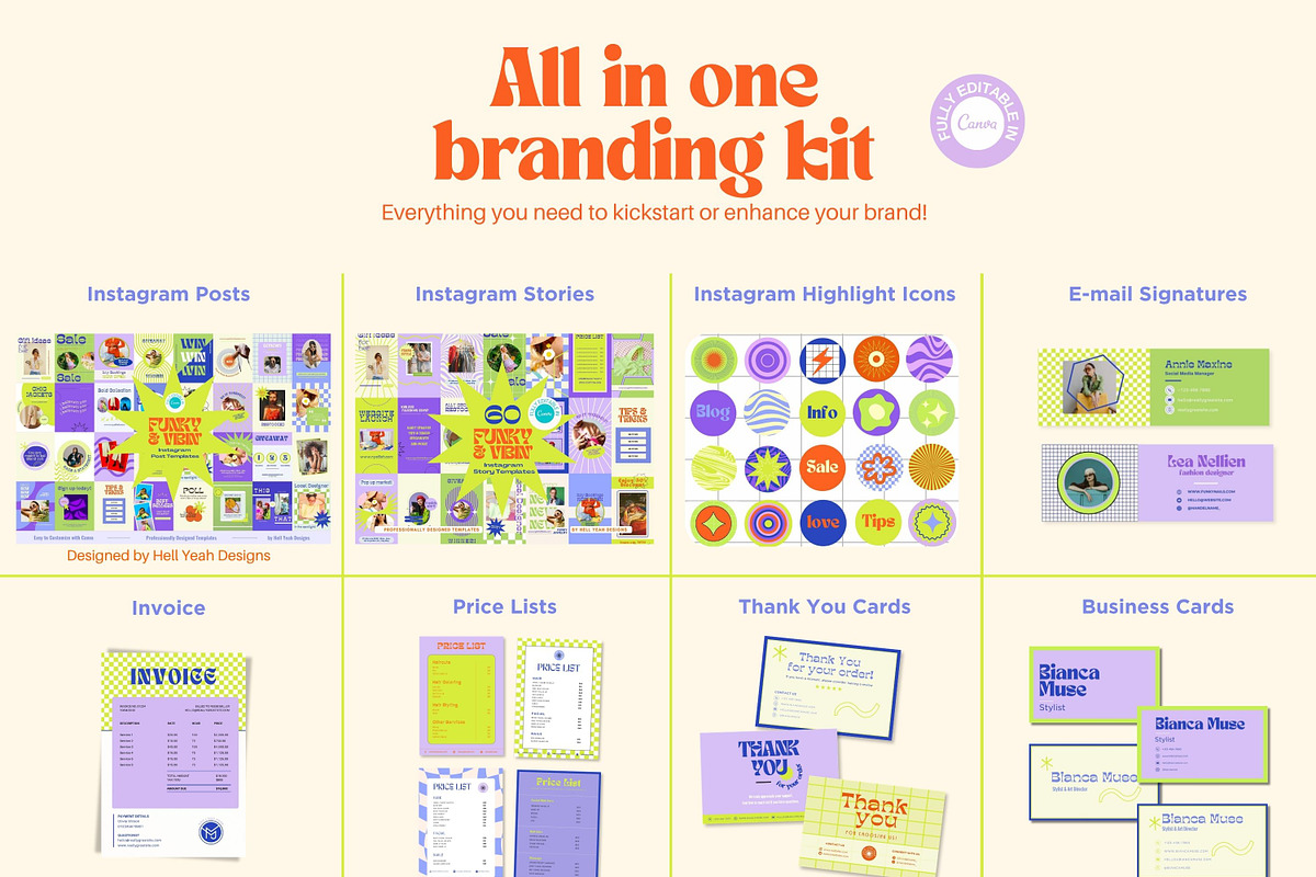 Funky & Vibin Branding Starter Kit, a Branding & Logo Template by Hell Yeah Designs (Photo 4 of 16)