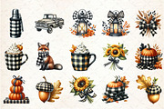Watercolor Black Gingham Autumn Clip, an Illustration by Rose Art (Thumbnail 2 of 5)