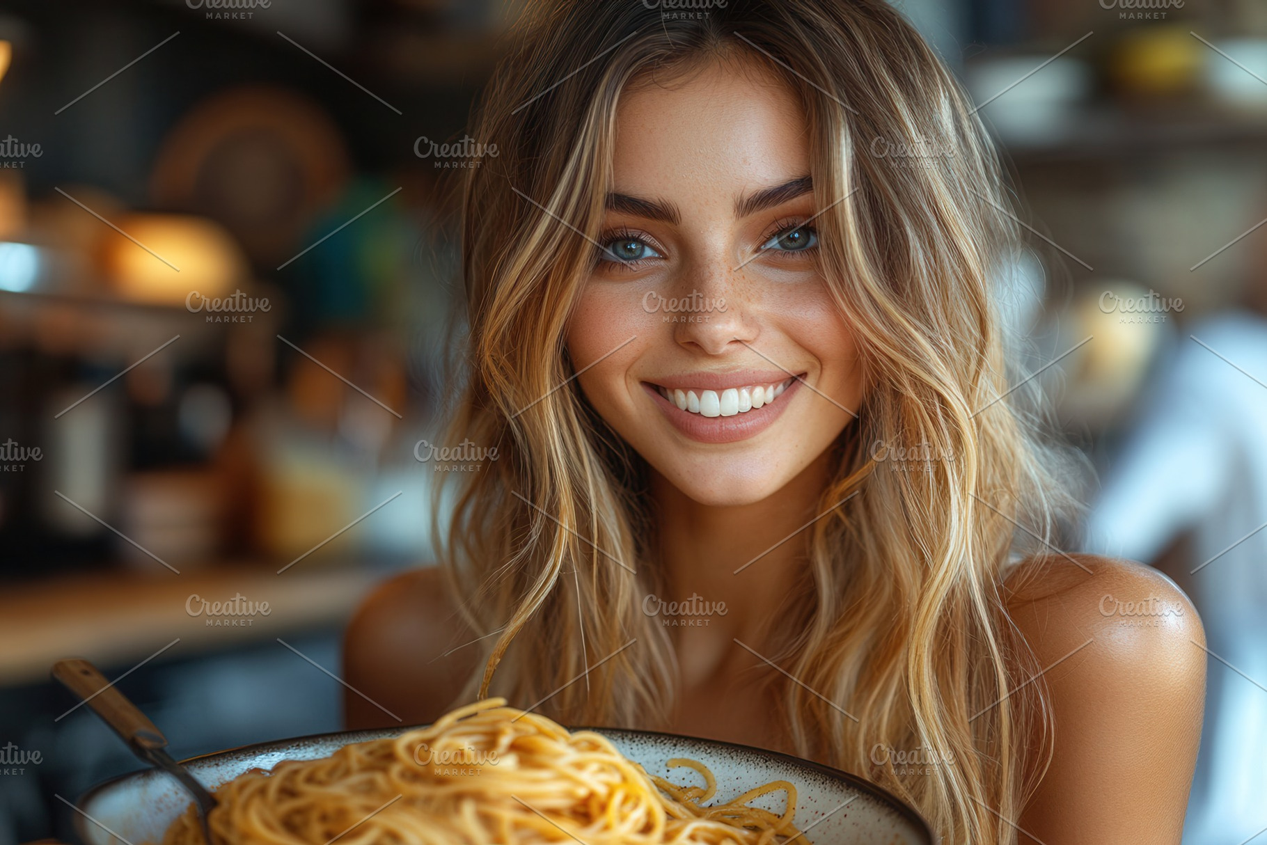 Young woman smiles while holding a p, a Photo by Tanuart