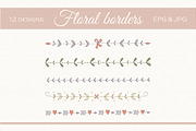 Floral borders set, a Decorative Illustration by Blue Ink Studio (Thumbnail 1 of 3)