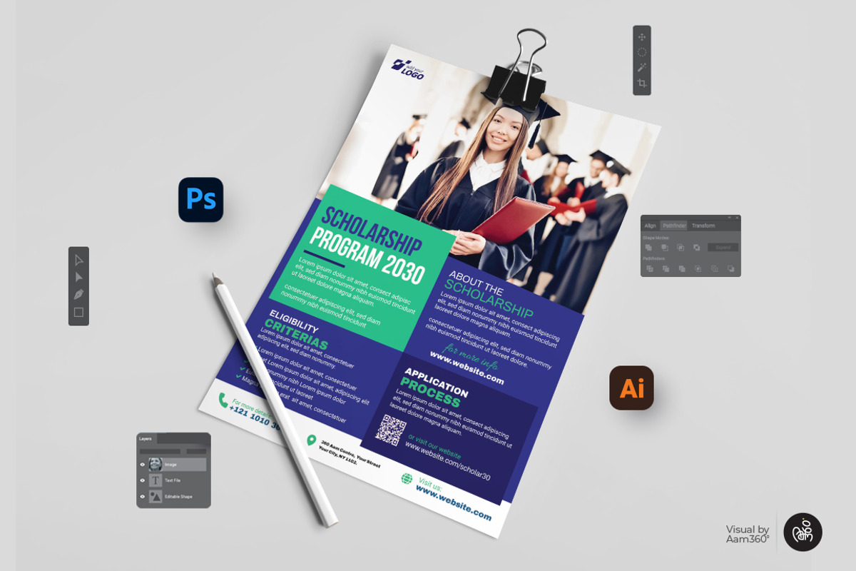 Scholarship Program Flyer Template, a Flyer Template by Aam360 (Photo 3 of 3)