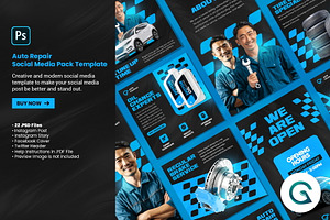 Auto Repair Social Media Pack, a Social Media Template by Geelator Studio
