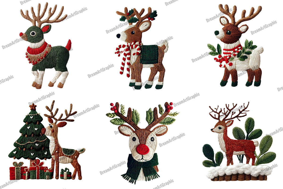 Christmas Reindeer Clipart, an Illustration by DreamArtGraphic (Photo 3 of 4)