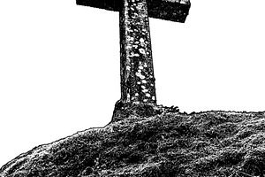Christian cross at top of hill isolated graphic, an Arts & Entertainment Photo by DanFLCreativo