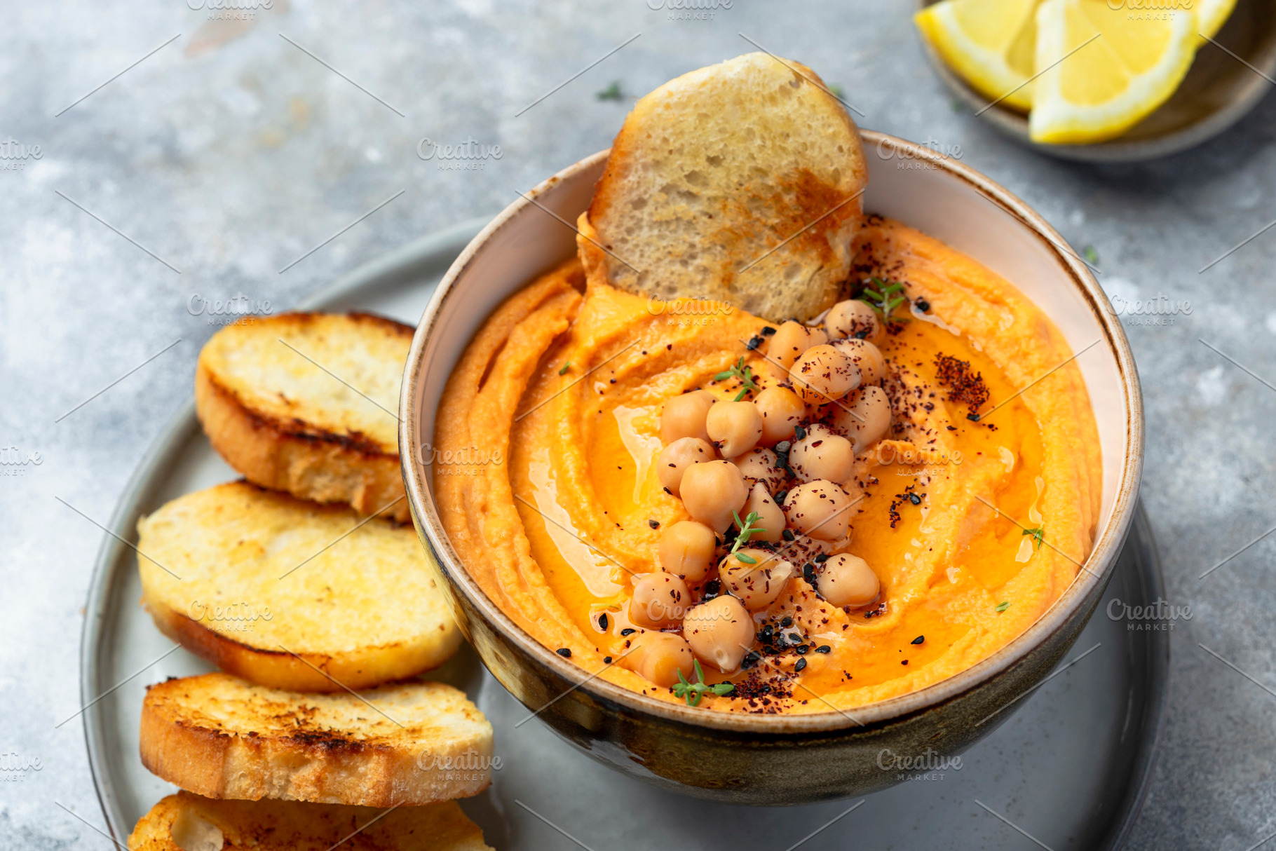 Healthy Homemade chickpea Hummus, a Food & Drink Photo by Marina_Pronina